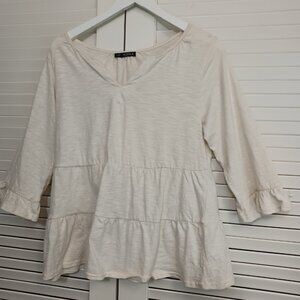 Storybuk Top Ivory Popover Ruffle Tee Shirt Long Sleeves Womens‎ Large